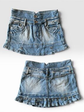 VTG Y2K Micro Mini Skirt Italian Ruffle Pleated Hem | Sz 4 /Small